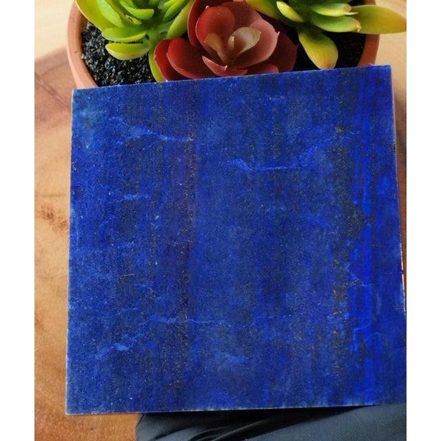 Contemporary Polished Lapis Lazuli Stone Sided Tile | Chairish