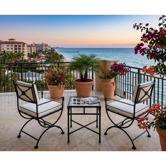 Neoclassical Turkish Powder-Coated Iron Outdoor Seating Set - 3 Pieces For Sale - Image 12 of 12