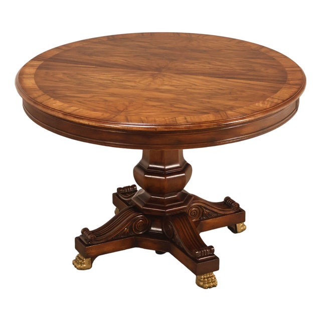 Karges Walnut Round Extendable Dining Table With Three Leaves For Sale