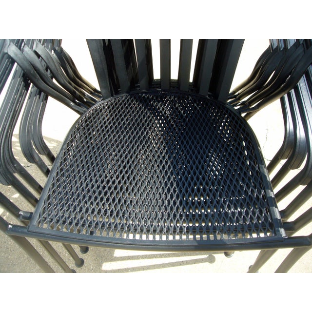 Metal 1990s Woodard Valencia Stacking Patio Wrought Iron Chairs, Attributed - Set of 6 For Sale - Image 7 of 9