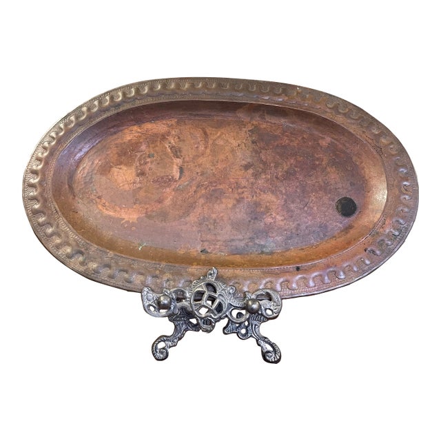Vintage Hand-Hammered Oval Tray by Marsar Arte Y Cobre, Puerto Vallarta, Mexico For Sale