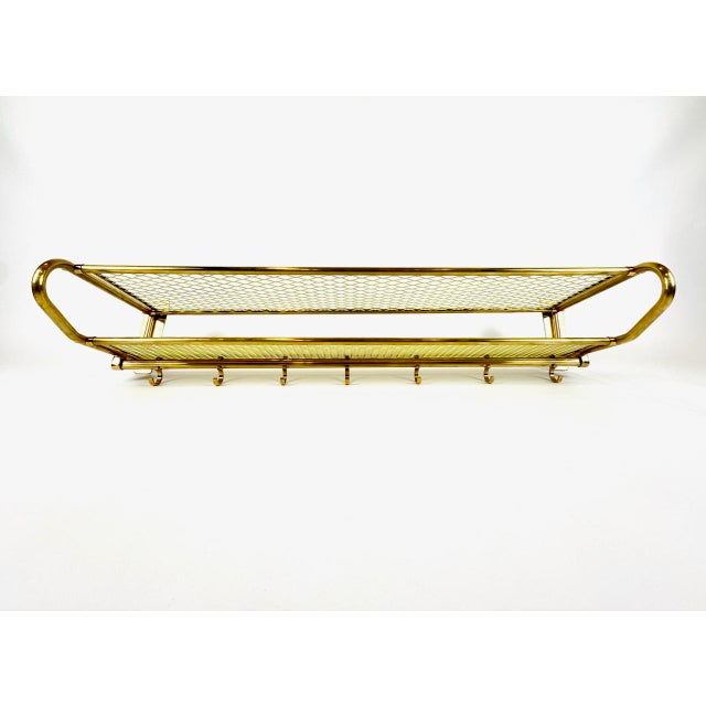 1950s Large Mid-Century Modern Brass Wall-Mounted Coat Rack, 1950s For Sale - Image 5 of 17