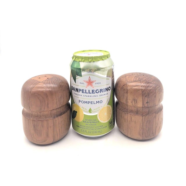 Wood Mid 20th Century Teak Wood Salt and Pepper Shakers, a Pair For Sale - Image 7 of 9