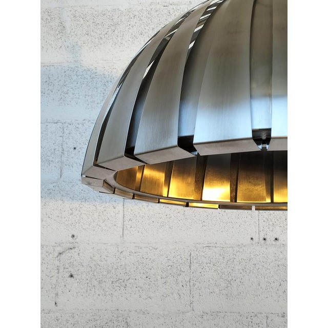 1970s Calotta Pendant Lamp in Stainless Steel by Elio Martinelli for Martinelli Luce, 1970s For Sale - Image 5 of 17