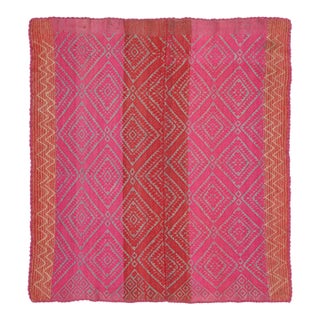 Vintage Frazada Kilim in Pink & Red Geometric Patterns - Rug & Kilim For Sale