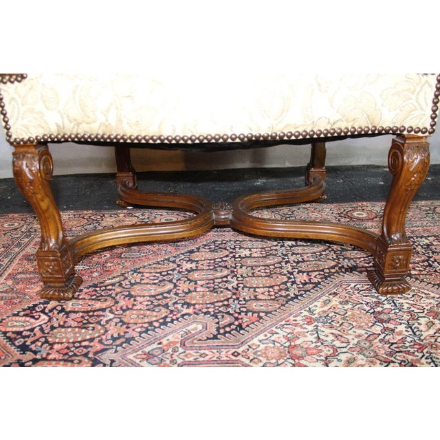 Antique French Louis XIV Style Nail Head Upholstered Arm Chairs - Set of 2 For Sale - Image 13 of 14