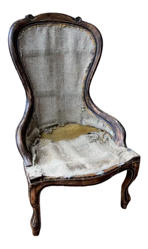 Italian Carved Chair Frame Covered in Hessian Scrim