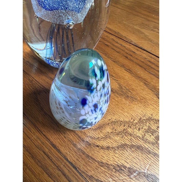 1970s Trio of Blue Glass Vintage Paperweights For Sale - Image 5 of 10