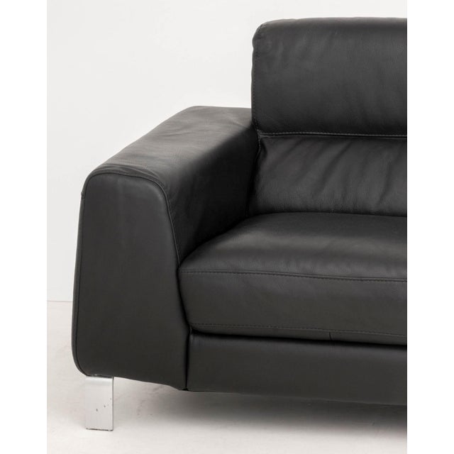Modern Nicoletti "Simon" Black Leather Three-Seat Sofa For Sale - Image 3 of 9