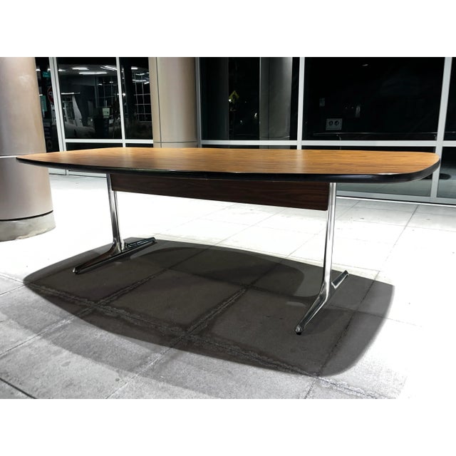 Mid-Century Modern Early Walnut Writing Desk by George Nelson 96” For Sale - Image 3 of 12