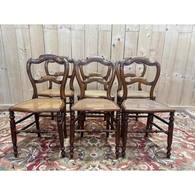 Antique Louis Philippe Caned Walnut Chairs, 1800s, Set of 6 For Sale - Image 10 of 10