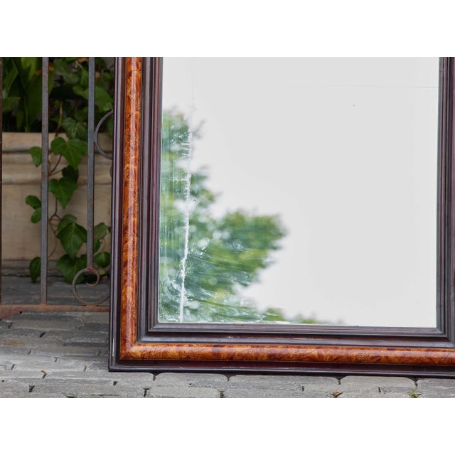 French Faux Tortoiseshell and Ebonized Mirror With Rounded Corners, Circa 1920 For Sale In Atlanta - Image 6 of 9