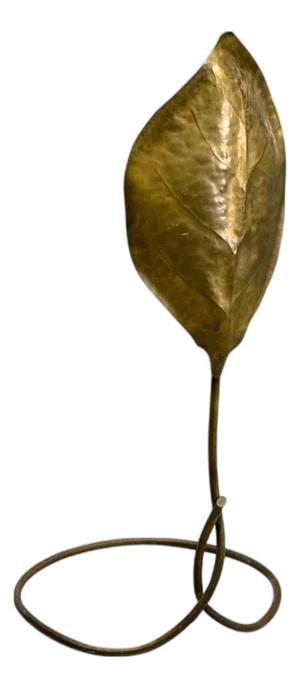 Tomasso Barbi Attributed Patinated Brass, Ginko Leaf Floor Lamp, Italy, 1970s