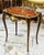 Italian Louis XV Floral Marquetry Side Table With Gold Leaf Accents & Elegant Cabriole Legs For Sale - Image 4 of 6