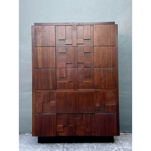 Wood Vintage Lane Brutalist Lane “Staccato” Tall Chest of Drawers For Sale - Image 7 of 12