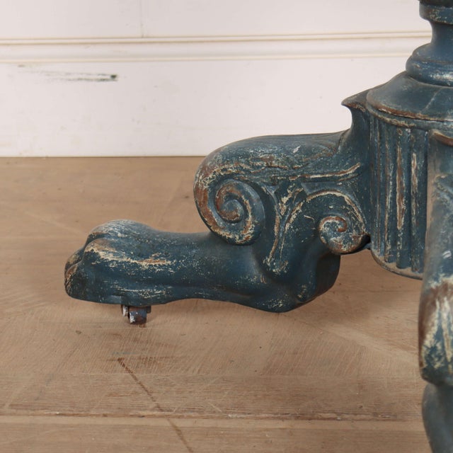 French Painted Gueridon with Marble Top For Sale - Image 4 of 9