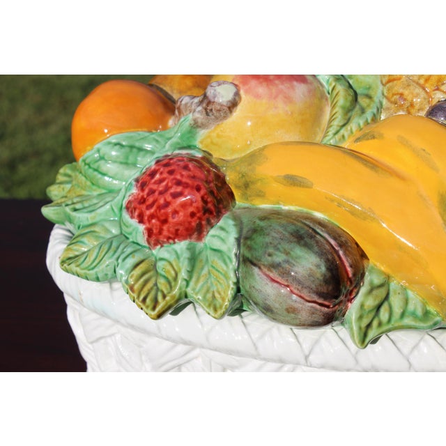 Ceramic Bordallo Pinheiro Ceramic Fruit Basket Serving Dish For Sale - Image 7 of 15
