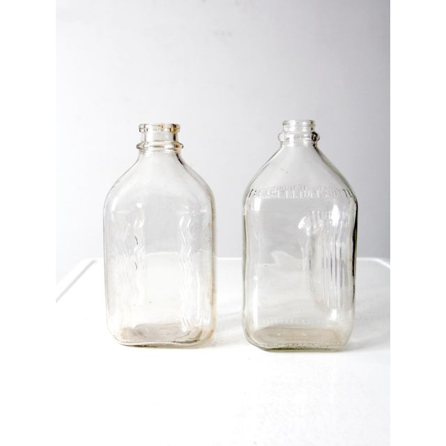 Glass Vintage Glass Milk Jugs Pair For Sale - Image 7 of 9