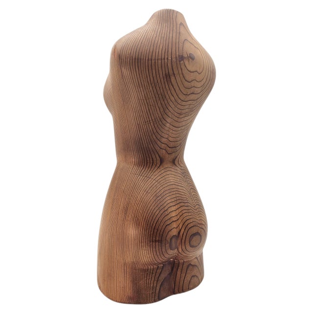 Brown Robert Buckland Carved Wood Female Torso Sculpture, American Studio Art, 20.5" For Sale - Image 8 of 16