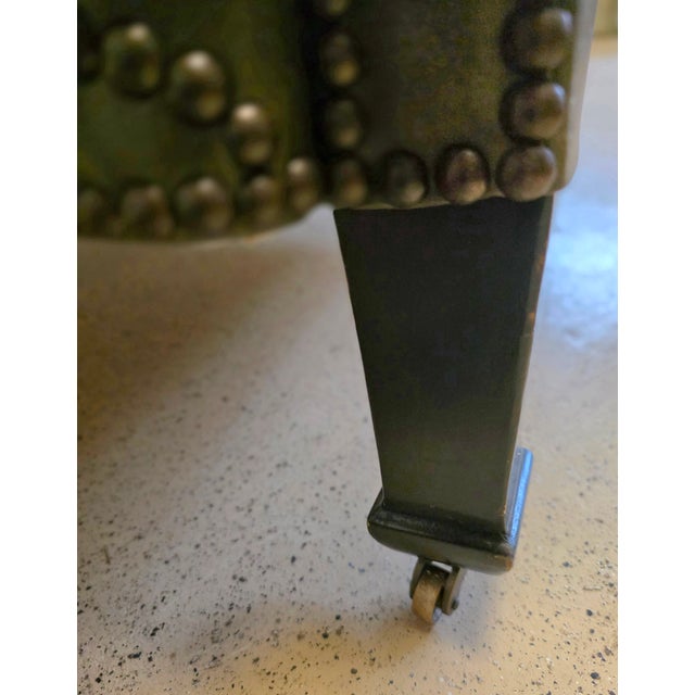 Animal Skin Leather Lounge Chair With Nailhead Detail For Sale - Image 7 of 7