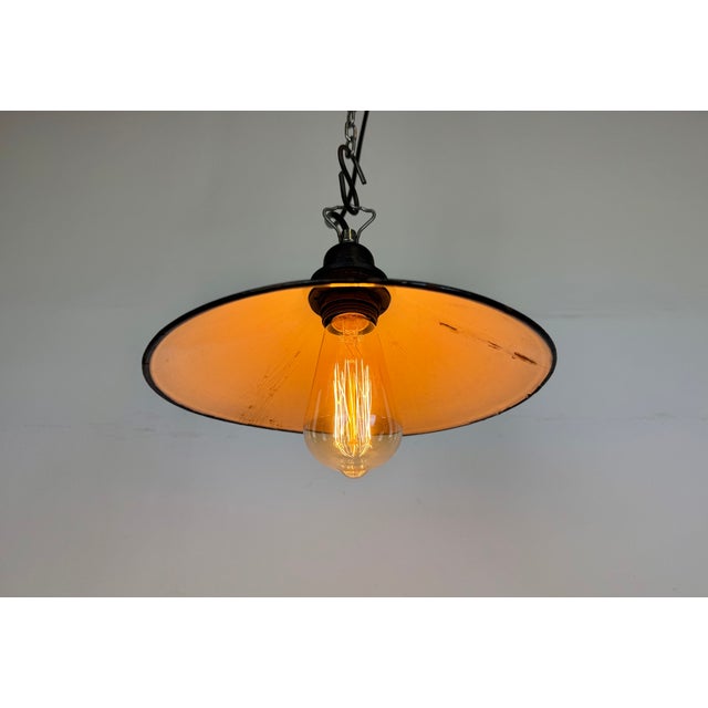 Industrial Dark Red Enamel Factory Pendant Lamp, 1960s For Sale - Image 16 of 17