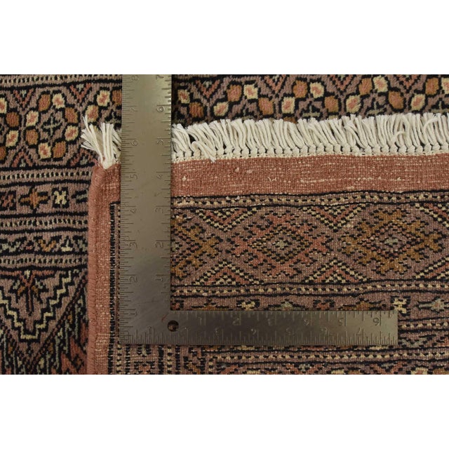 Bokhara Jaldar Rug 3’1” X 4’10” Pink Wool Tribal Hand-Knotted Oriental Carpet For Sale - Image 11 of 11