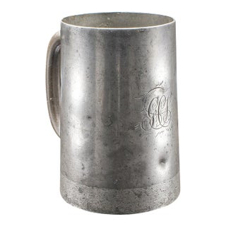 Antique Tavern Pint Tankard, English, Pewter Drinking Jug, Glass Base, Victorian For Sale