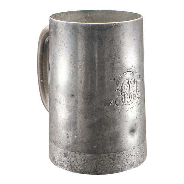 Antique Tavern Pint Tankard, English, Pewter Drinking Jug, Glass Base, Victorian For Sale
