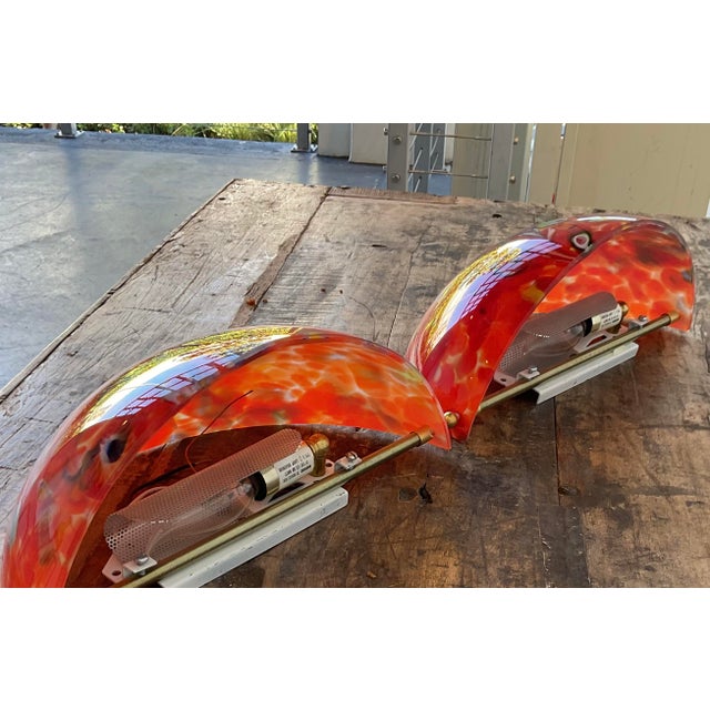 Postmodern Vintage Italian Art Glass Light Sconce After Murano - A Pair For Sale - Image 3 of 12