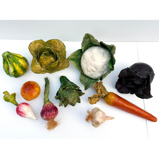 Vintage Handmade Papier-Mâché Vegetables - Set of 10 For Sale - Image 4 of 8