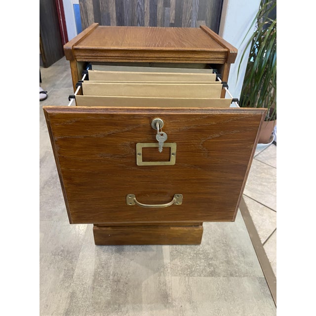 Vintage Filing Cabinet in Oak, 1950s For Sale - Image 6 of 11