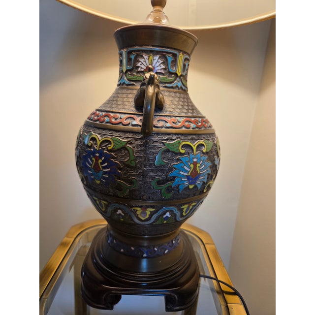 Wildwood Vintage 1980’s Wildwood Model 6010 Cloisonné Vase Lamp For Sale - Image 4 of 18