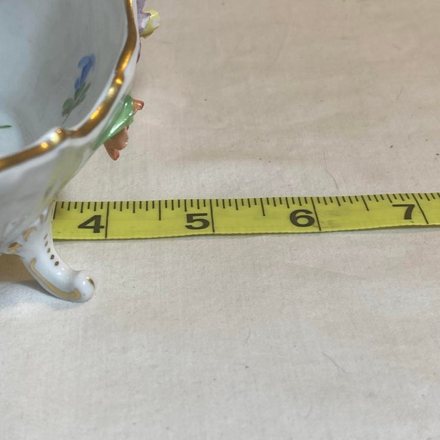 Eggshell Vintage Dresden Porcelain Footed Cherub Dresser Top Bowl For Sale - Image 8 of 12