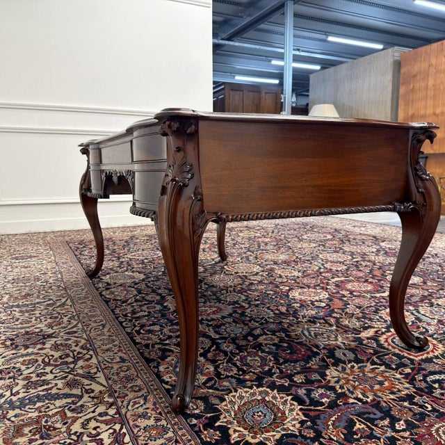 Brown English Writing Desk with Leather Top For Sale - Image 8 of 18