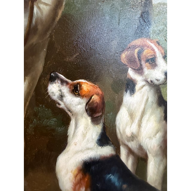 Jordan Original Oil Painting, English Fox Hunt Scene With Rider, Horses & Hounds For Sale - Image 9 of 9