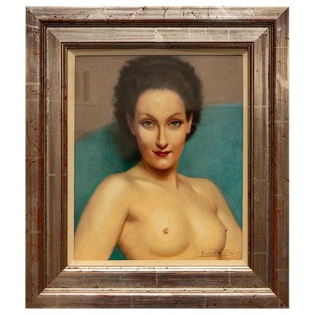 Pastel Portrait of Gloria Swanson by Robert Louis Raymond Duflos For Sale