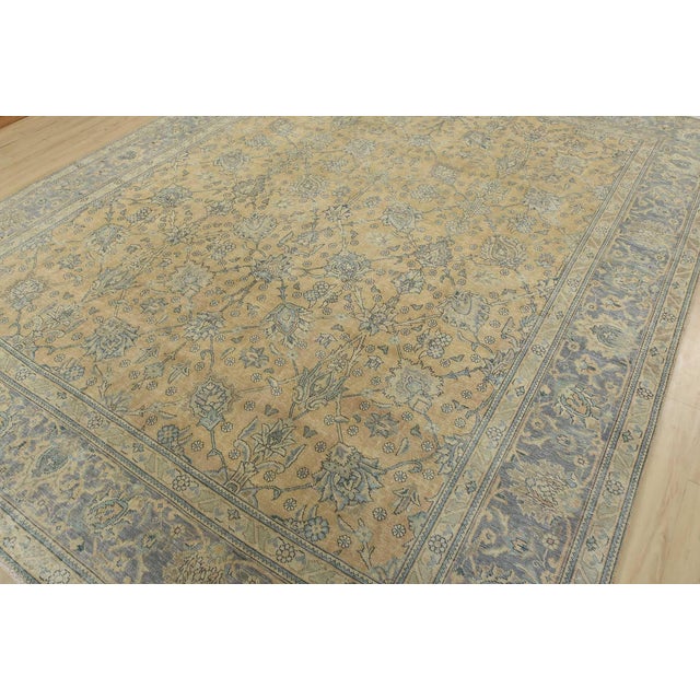 Farmhouse Tabriz Rug 10′ X 12’2” Pink Wool Vintage Distressed Hand-Knotted Carpet For Sale - Image 3 of 15