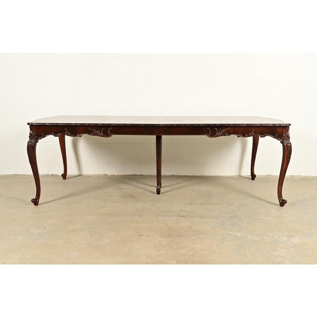 French Provincial Romweber French Provincial Louis XV Mahogany Extension Dining Table, Newly Refinished For Sale - Image 3 of 13