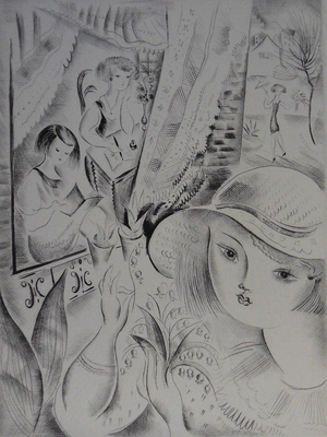 Mily Possoz, Jeunes filles au jardin, Etching