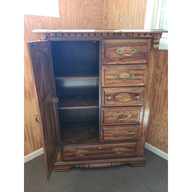 Late 20th Century Solid Wood Armoire With 6 Drawers and 1 Cabinet With Door For Sale - Image 13 of 14
