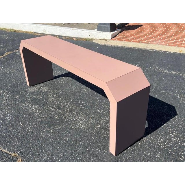 Post Modern Mauve Laminated Waterfall Sofa Table For Sale - Image 12 of 18