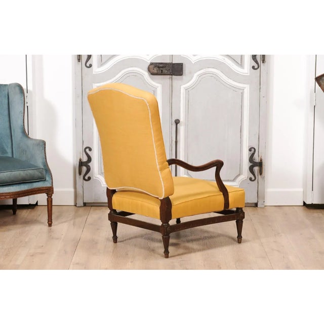 18th Century French Transition Period Walnut Armchair with Scrolling Arms For Sale - Image 9 of 12