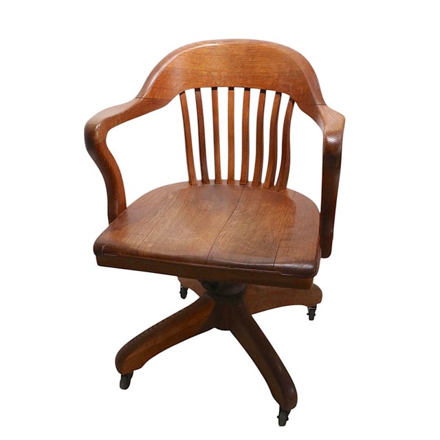 Gunlocke Vintage Bank of England Jury Style Swivel Tilt Office Desk Chair by Marcy- Morris For Sale - Image 4 of 17