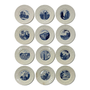 Complete Duke University Wedgwood Set of 12 Commemorative Plates 1937 First Edition