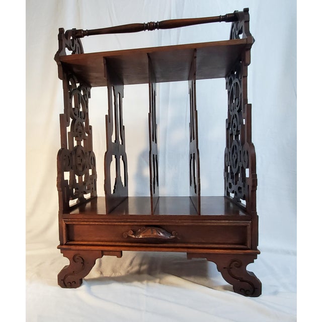 Antique American Carved Walnut Canterbury/ Sheet Music Holder Ca 1850
