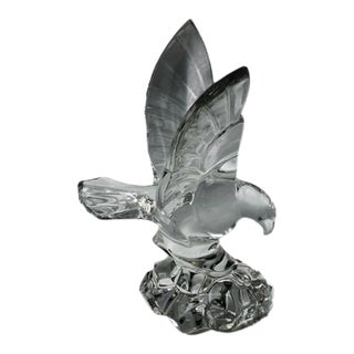 Val St Lambert Crystal Eagle Sculpture / Figurine (Large 9.5-inch, 4lbs) Signed DeSousa For Sale