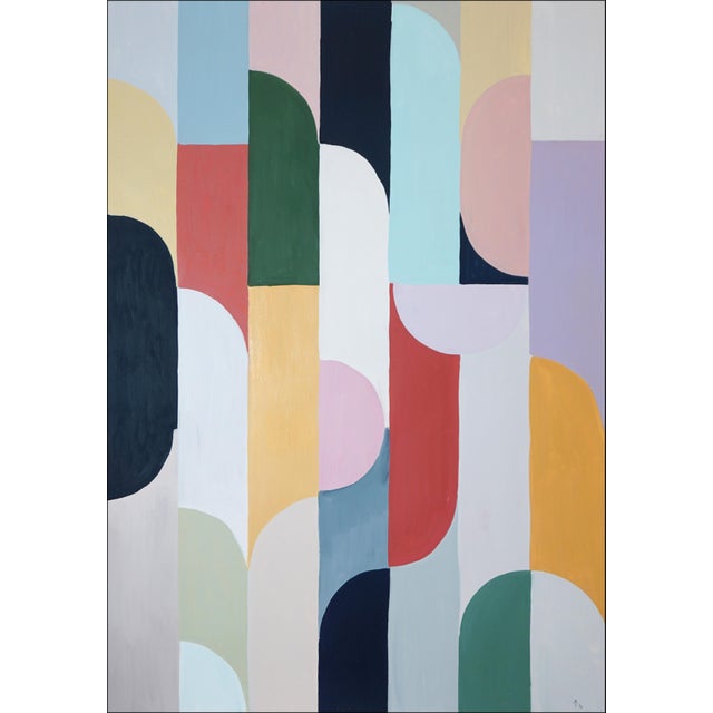2026, Art Deco Painting Triptych in Pastel Tones, Raindrops For Sale In Miami - Image 6 of 11