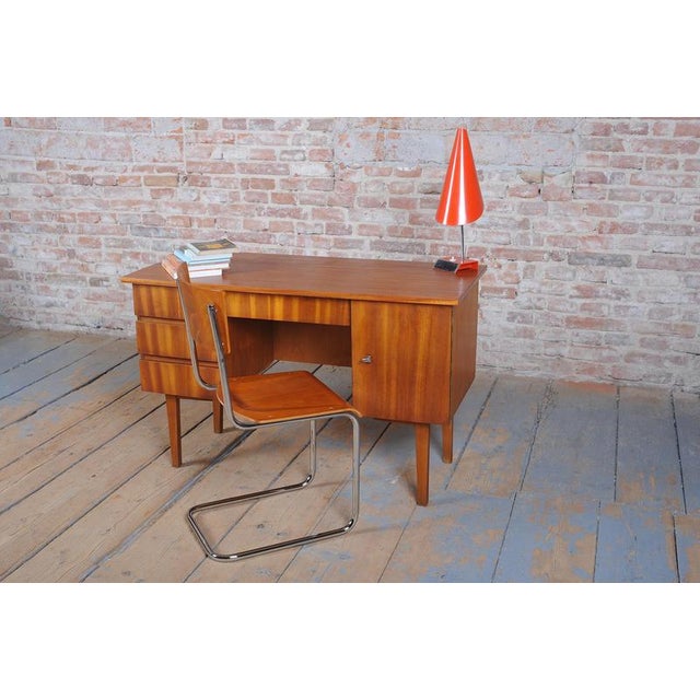 Mid-Century Modern Writing Desk in Mahogany Veneer, Czech, 1950 For Sale - Image 11 of 14