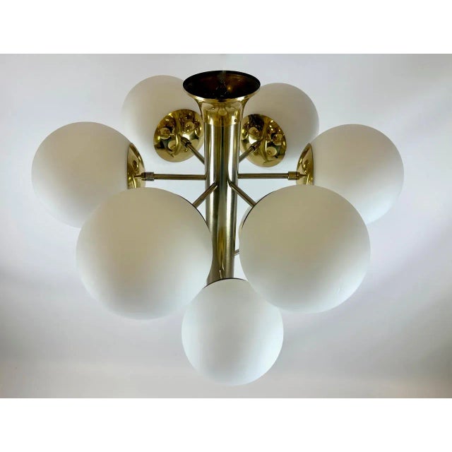 Mid-Century Atomic Brass 9-Arm Chandelier, 1970s For Sale - Image 9 of 15