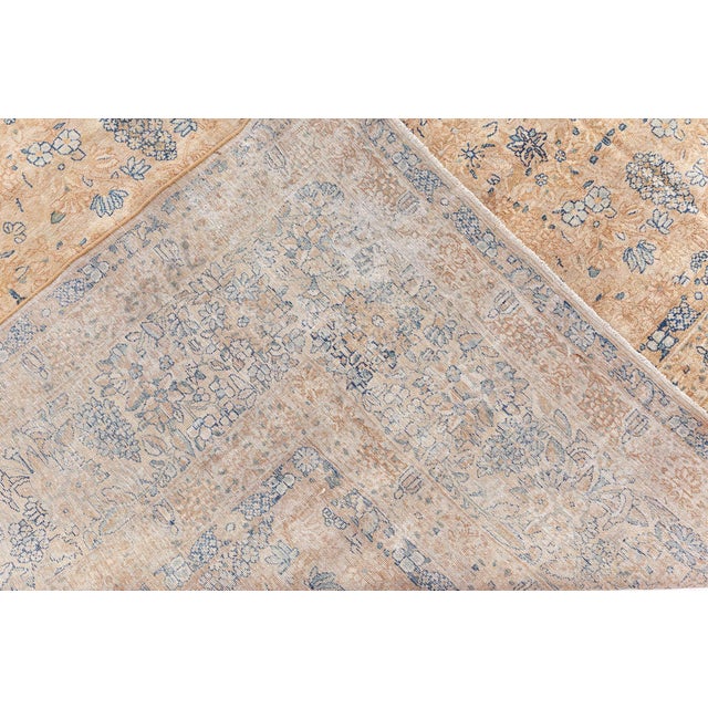 Fine Antique Persian Kirman Beige, Blue, Green Handmade Wool Rug For Sale In New York - Image 6 of 9